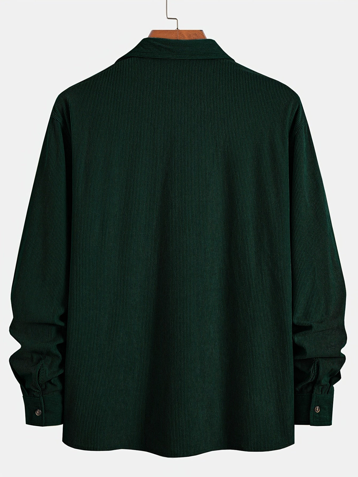 Men's Ribbed Overshirt – Button Front, Pointed Collar