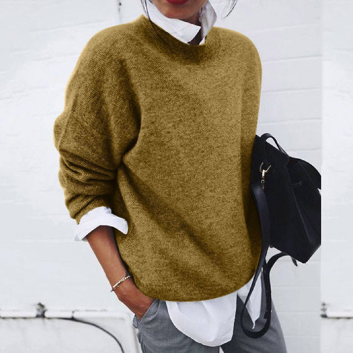 Women's Plain Knit Jumper – Round Neck, Long Sleeve