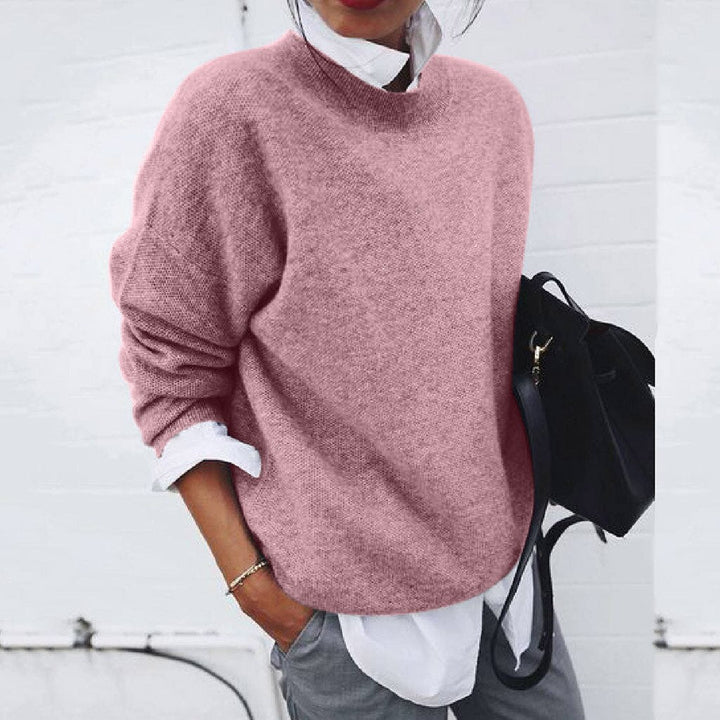 Women's Plain Knit Jumper – Round Neck, Long Sleeve