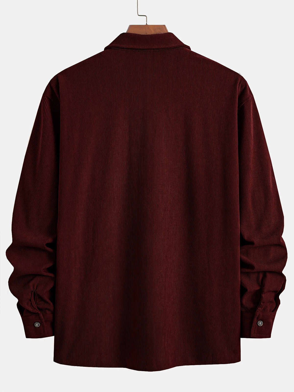 Men's Ribbed Overshirt – Button Front, Pointed Collar