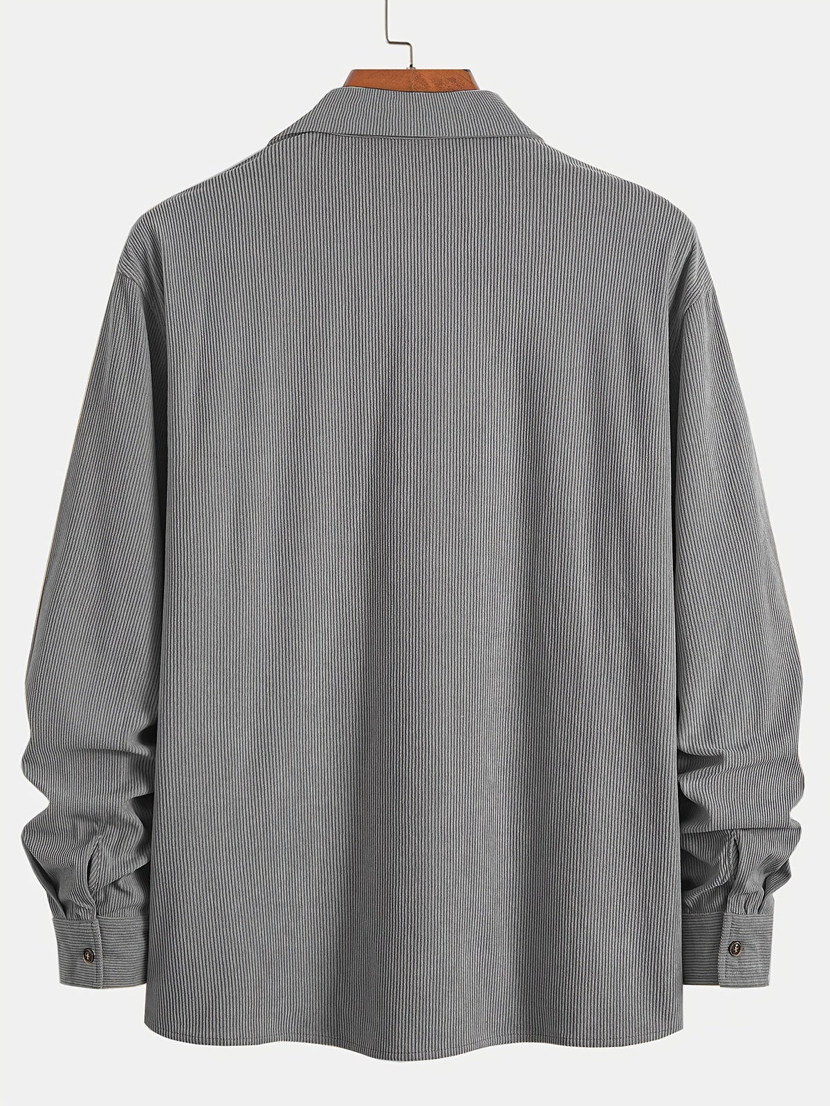 Men's Ribbed Overshirt – Button Front, Pointed Collar