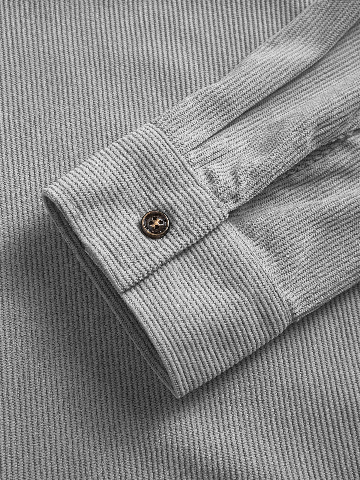 Men's Ribbed Overshirt – Button Front, Pointed Collar