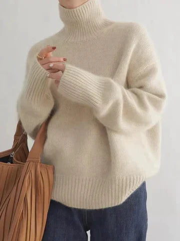 Women's Turtleneck Jumper – Long Sleeve, Relaxed Fit