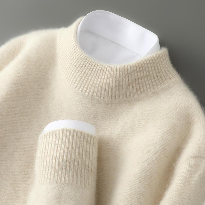 Pull femme à col montant - finitions côtelées, coupe décontractée