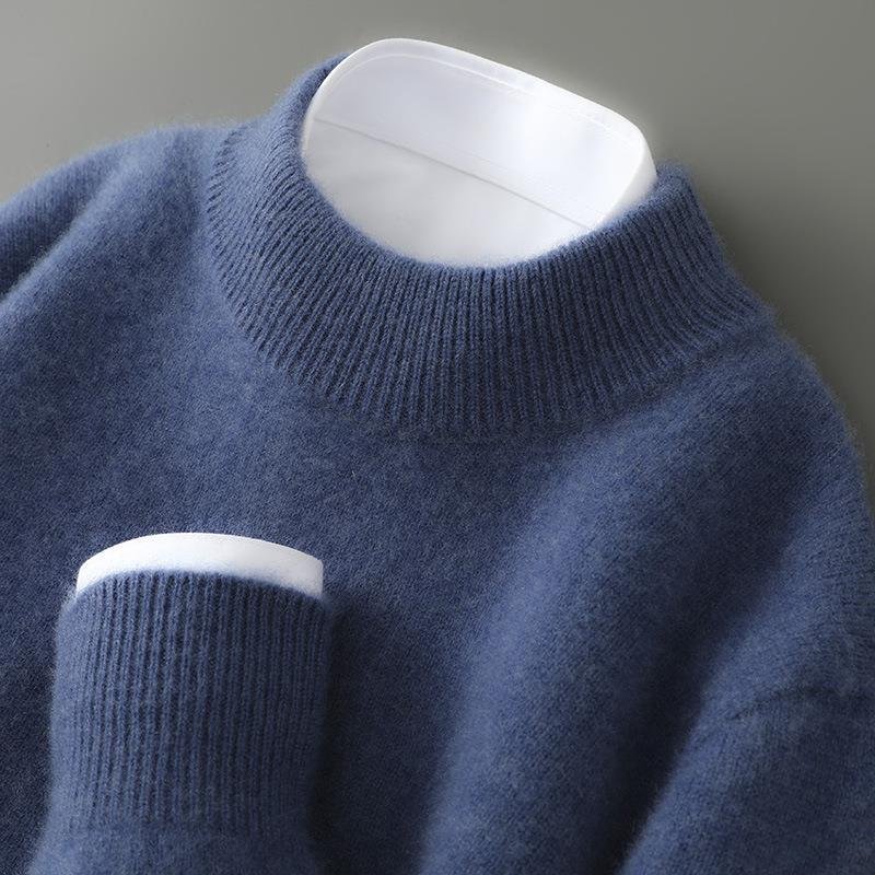 Pull femme à col montant - finitions côtelées, coupe décontractée