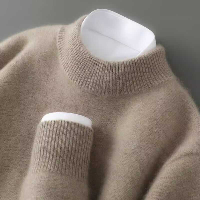 Pull femme à col montant - finitions côtelées, coupe décontractée