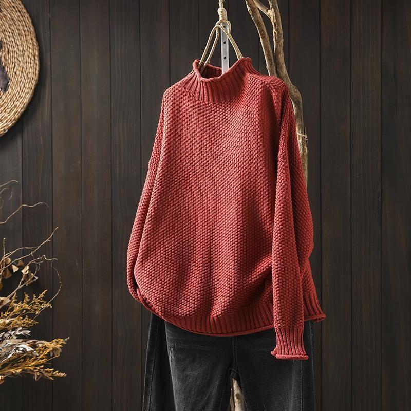 Women's Knitted Turtleneck Jumper – Long Sleeve, Regular Fit