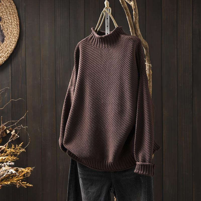 Women's Knitted Turtleneck Jumper – Long Sleeve, Regular Fit