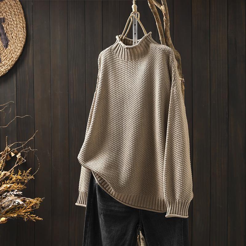 Women's Knitted Turtleneck Jumper – Long Sleeve, Regular Fit