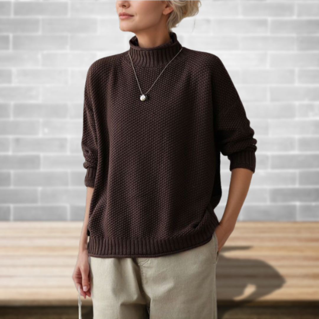 Women's Knitted Turtleneck Jumper – Long Sleeve, Regular Fit