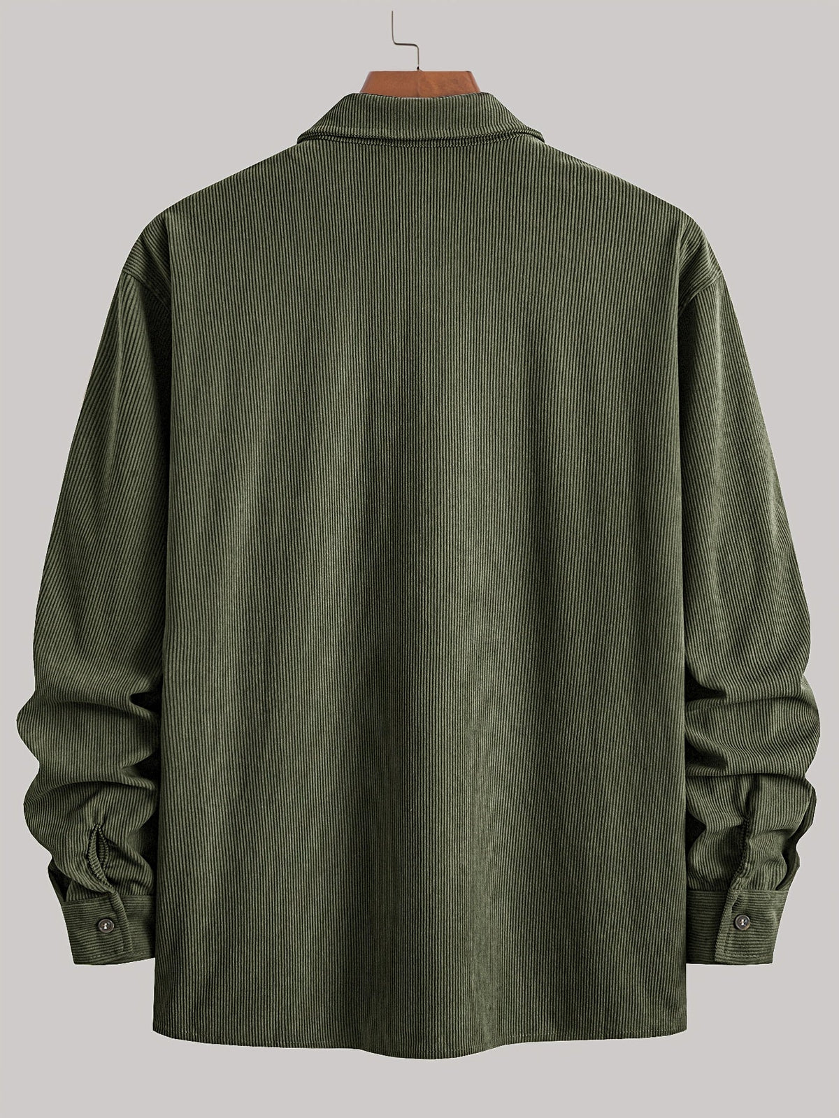 Men's Ribbed Overshirt – Button Front, Pointed Collar