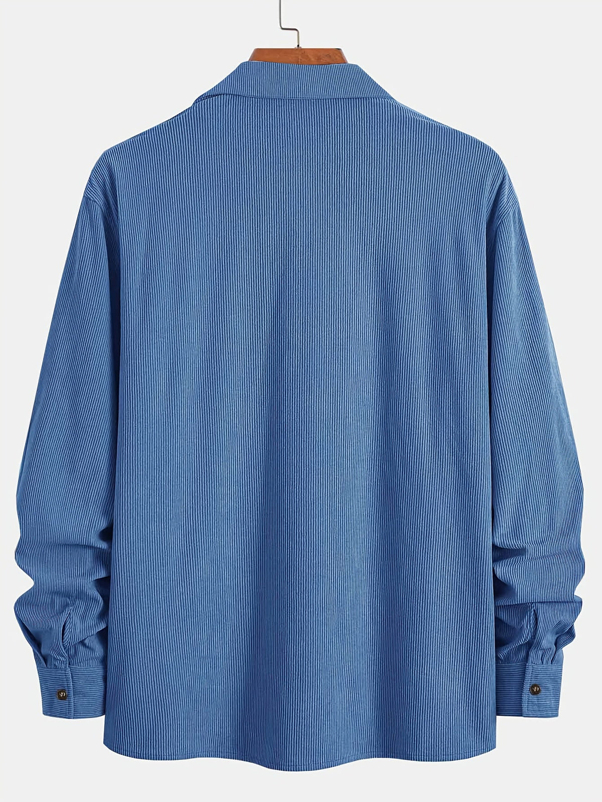 Men's Ribbed Overshirt – Button Front, Pointed Collar