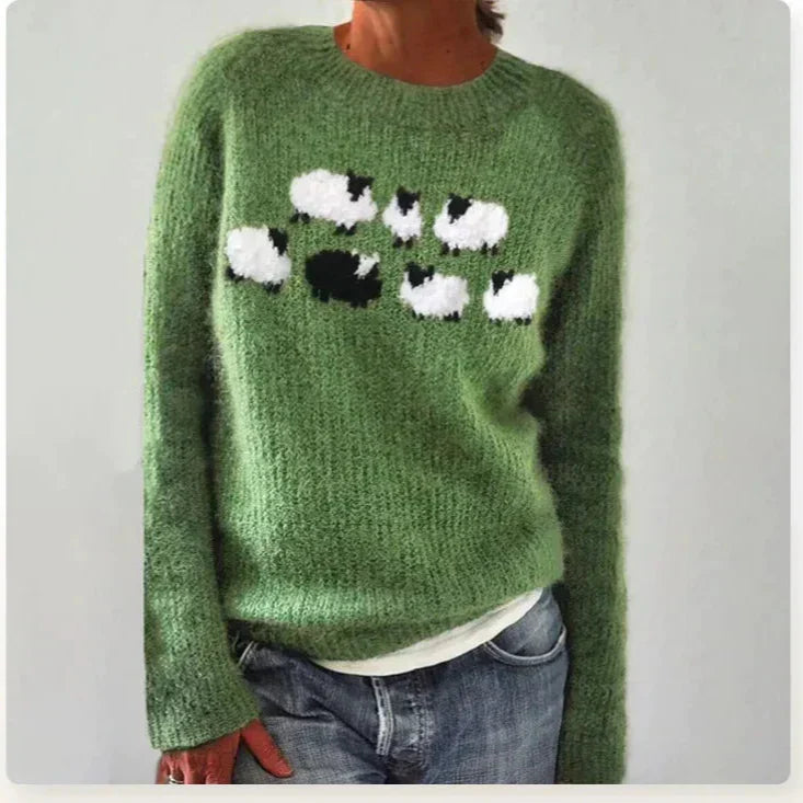 Women's Nordic Pattern Jumper – Long Sleeve, Relaxed Fit