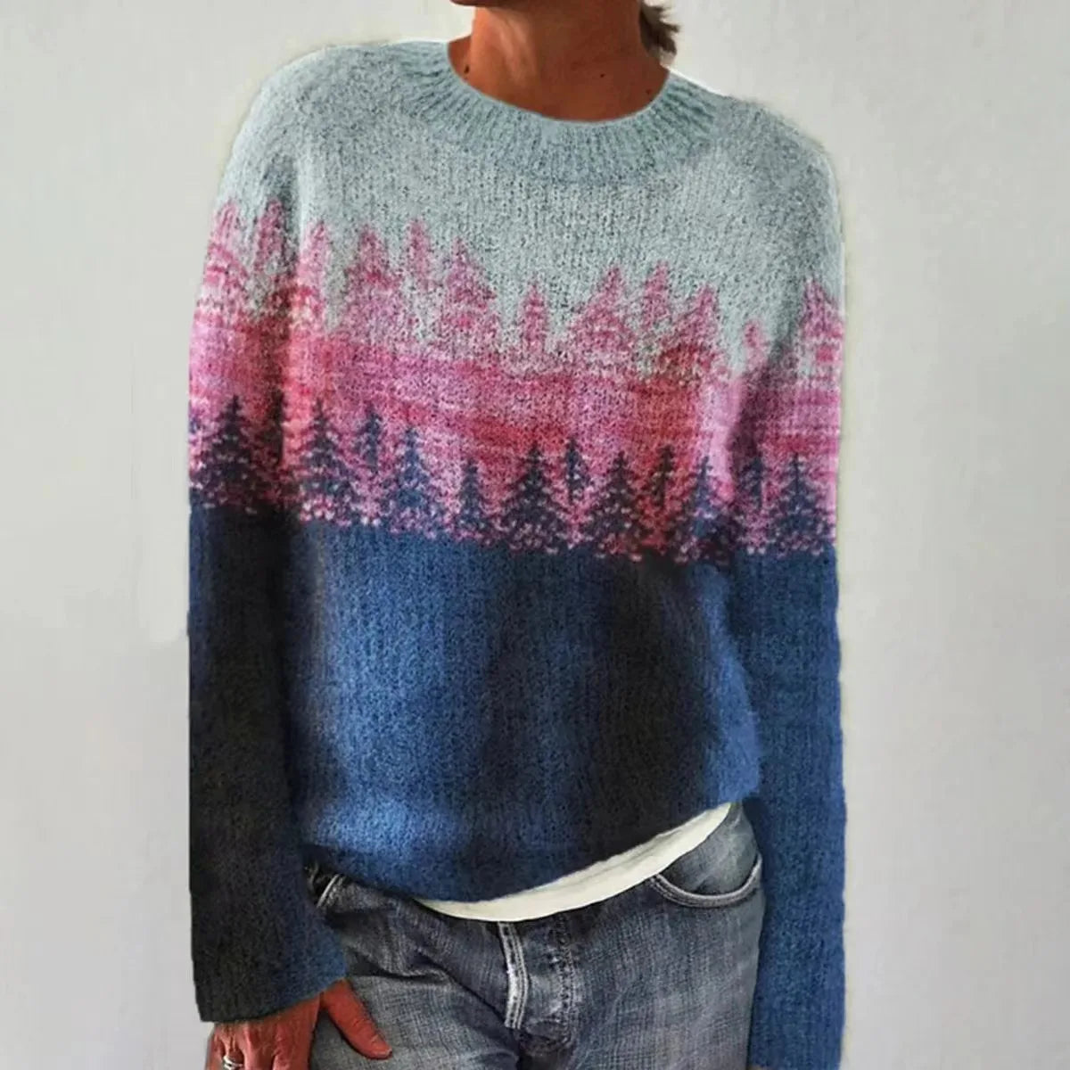 Women's Nordic Pattern Jumper – Long Sleeve, Relaxed Fit
