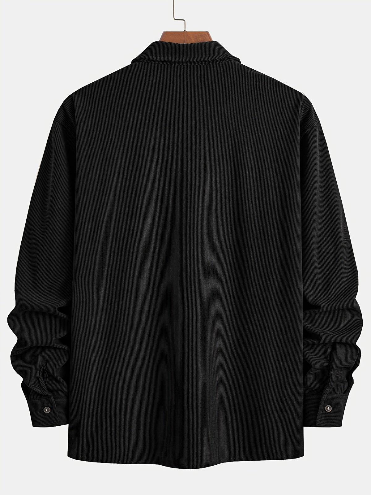Men's Ribbed Overshirt – Button Front, Pointed Collar