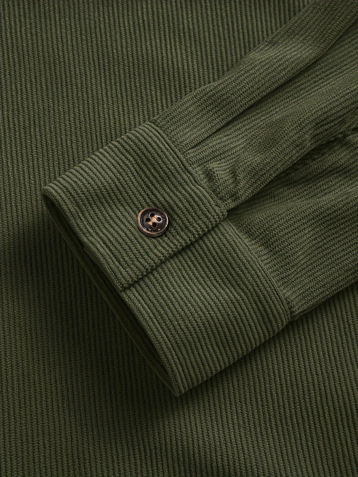 Men's Ribbed Overshirt – Button Front, Pointed Collar