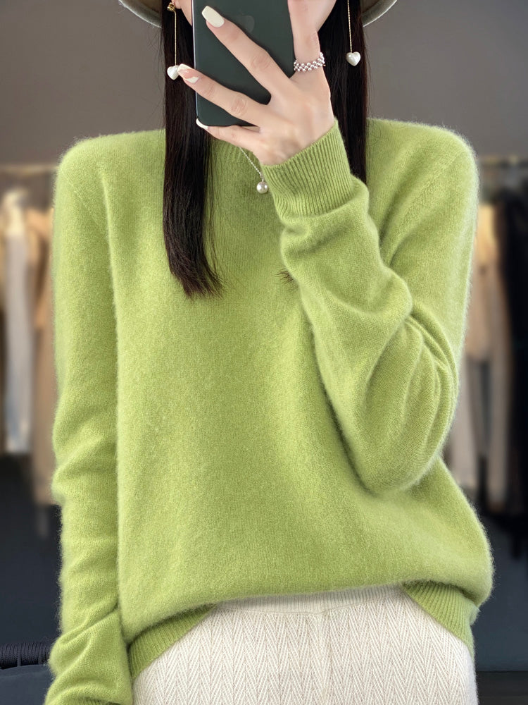 Women's Relaxed Knit Jumper – Round Neck, Long Sleeve