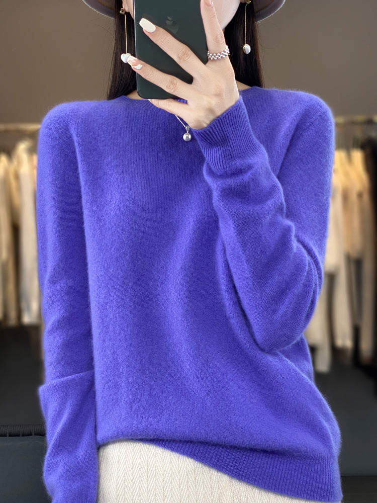 Women's Relaxed Knit Jumper – Round Neck, Long Sleeve
