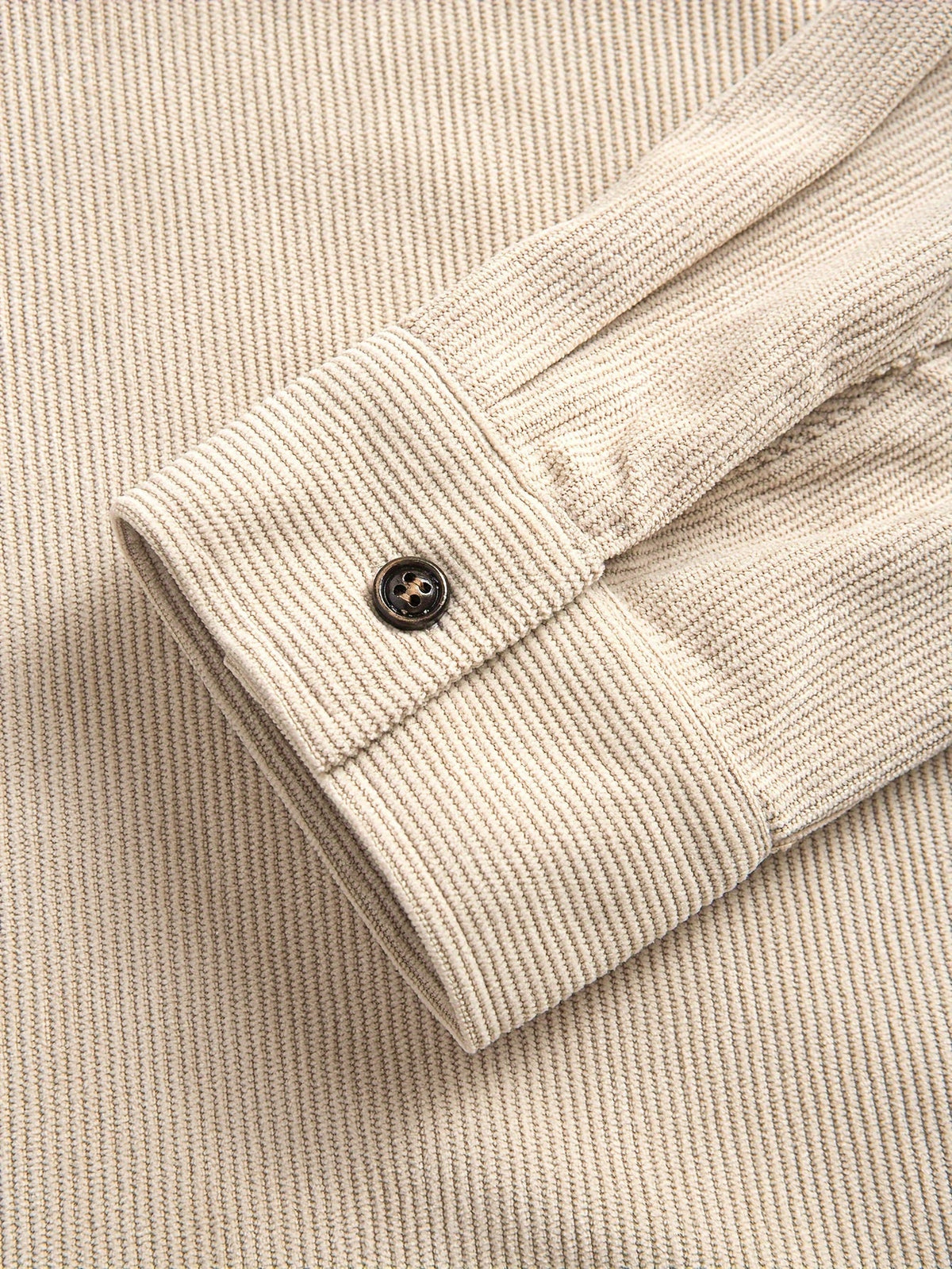 Men's Ribbed Overshirt – Button Front, Pointed Collar