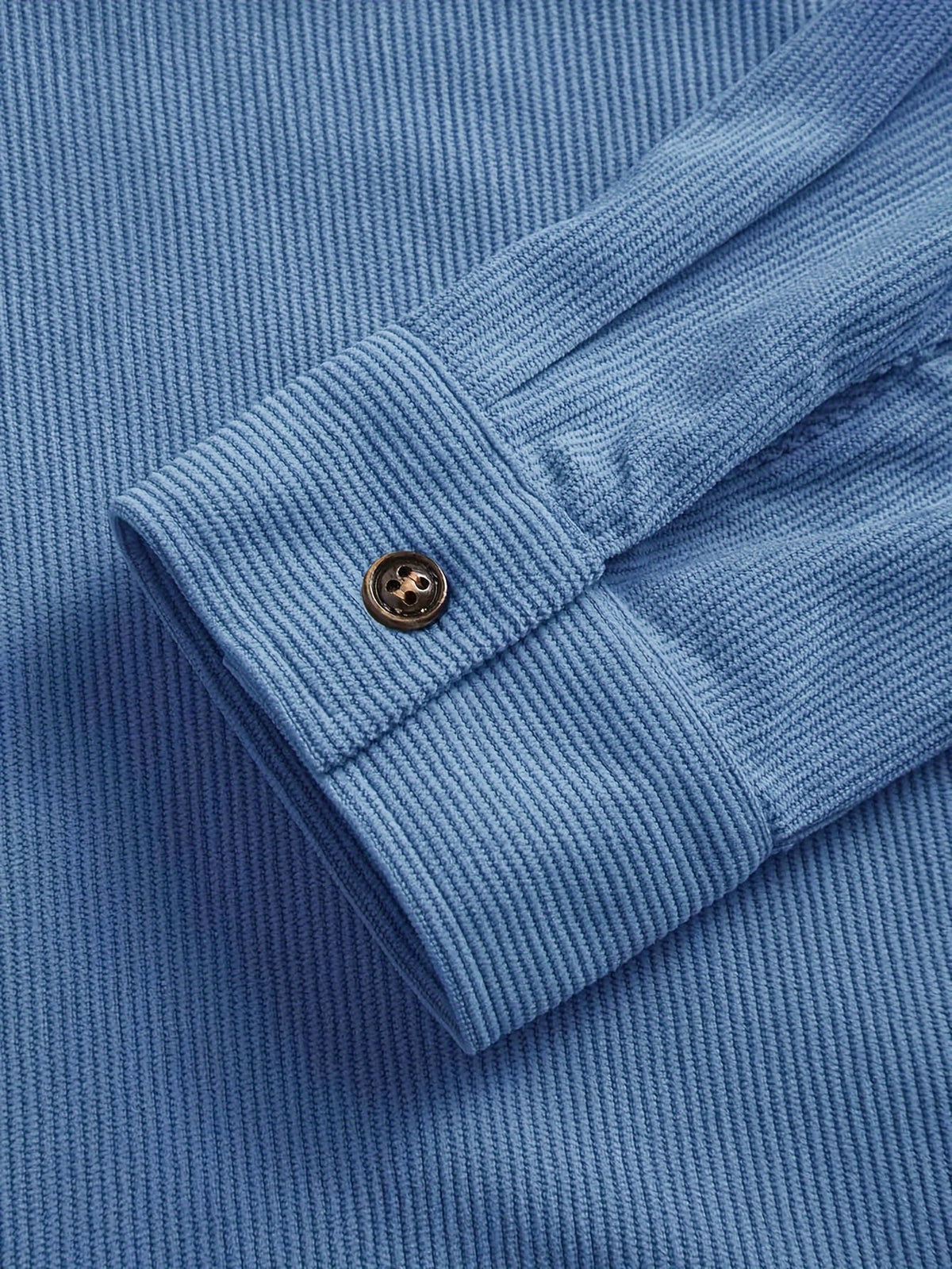 Men's Ribbed Overshirt – Button Front, Pointed Collar