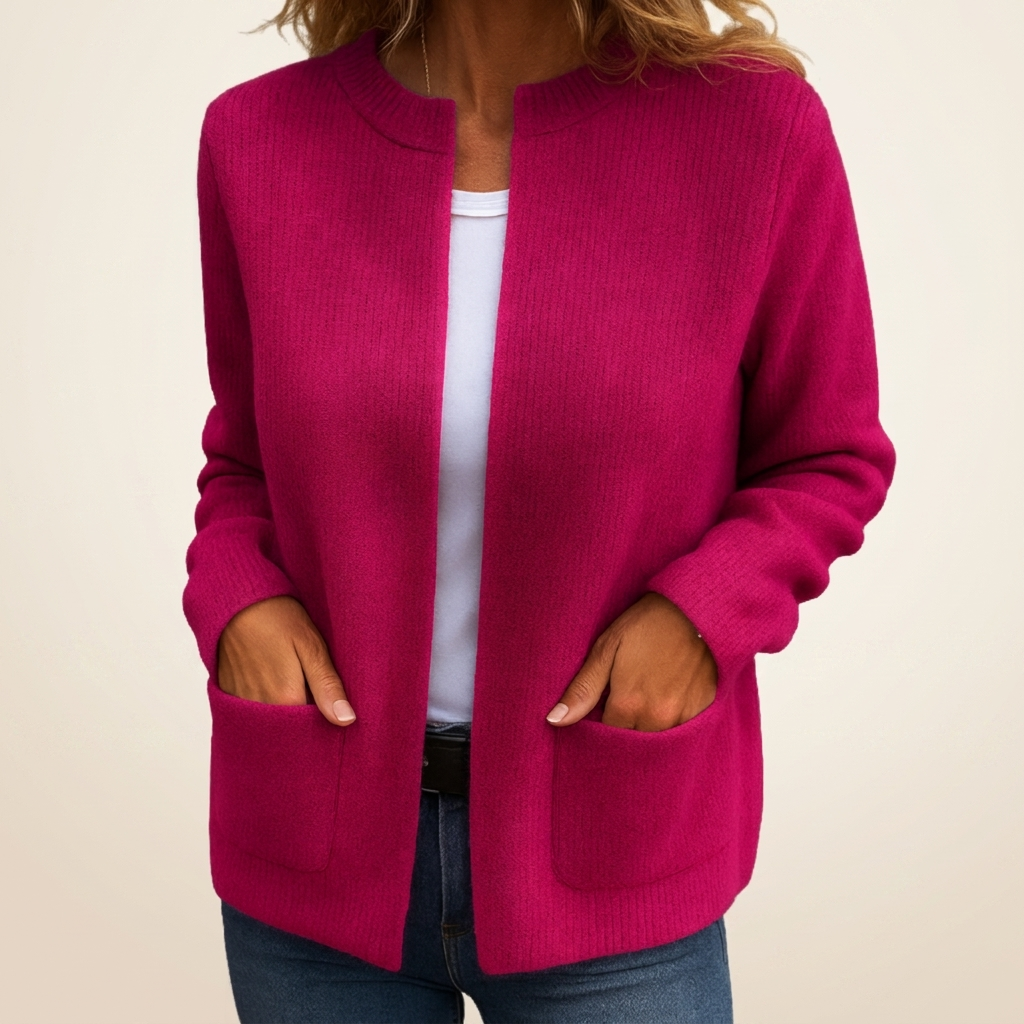 Gilet en maille zippé pour femme – Coupe décontractée, poches avant