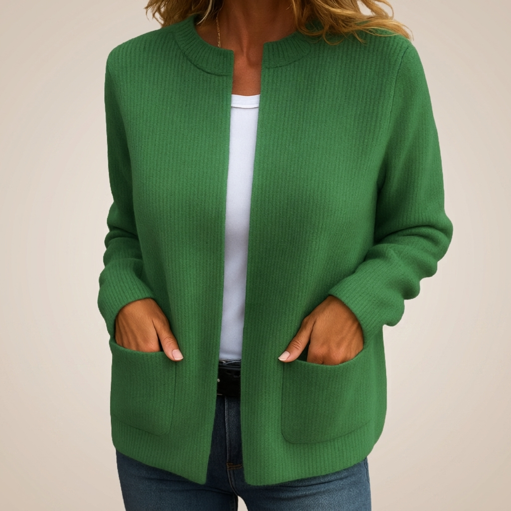 Gilet en maille zippé pour femme – Coupe décontractée, poches avant