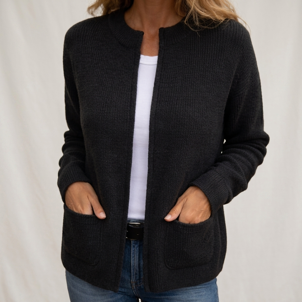 Gilet en maille zippé pour femme – Coupe décontractée, poches avant