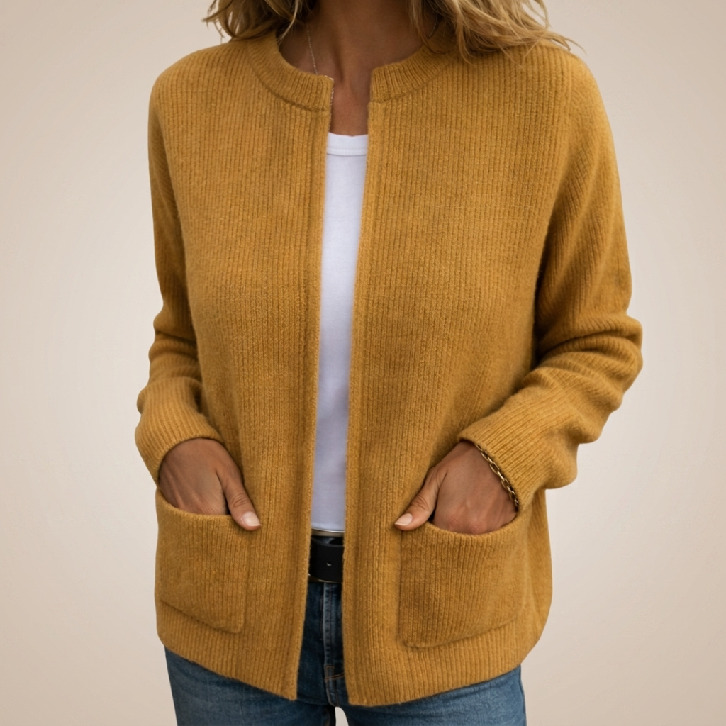 Gilet en maille zippé pour femme – Coupe décontractée, poches avant