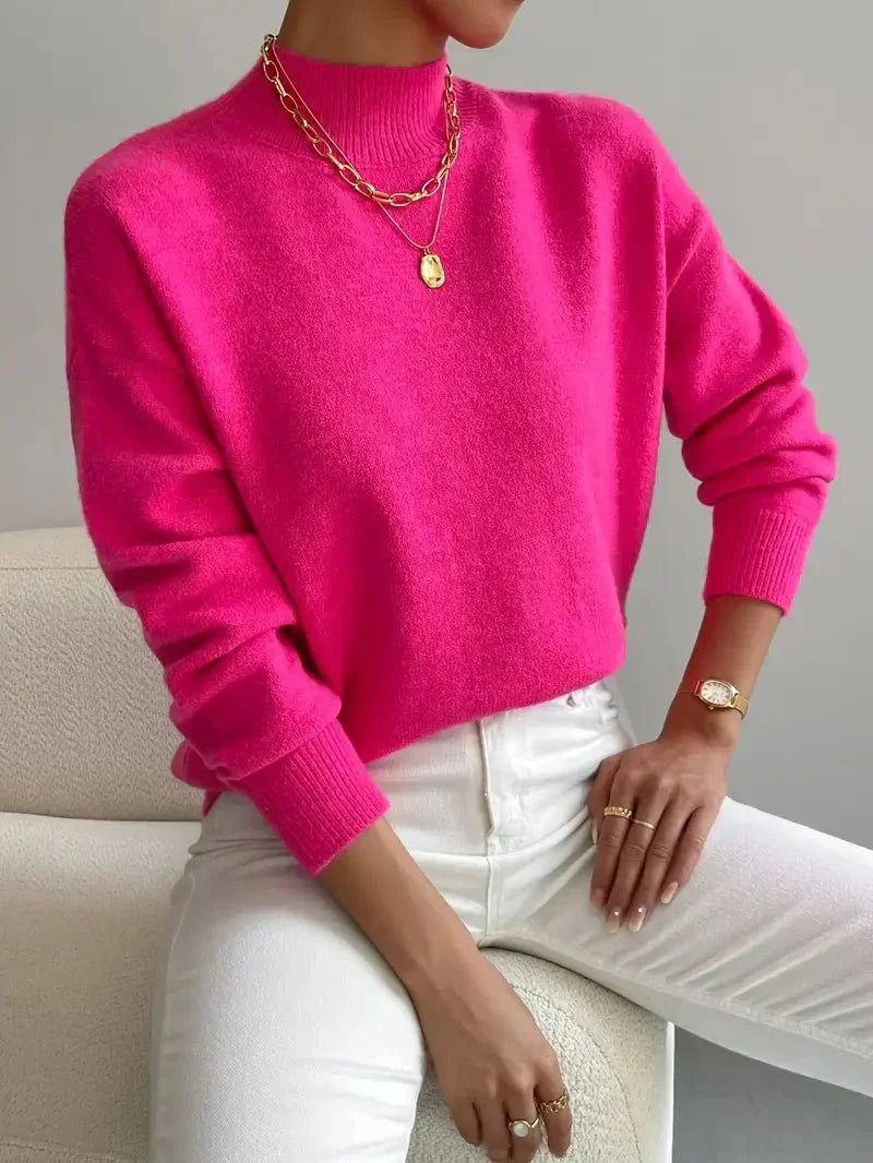 Women's Fitted Turtleneck Jumper – Long Sleeve, Ribbed Cuffs