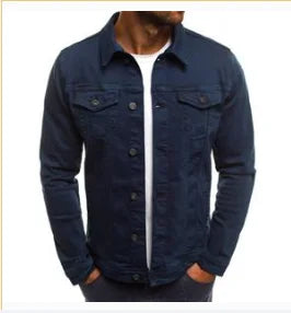 Men's Button-Front Denim Jacket – Pointed Collar, Twin Chest Pockets