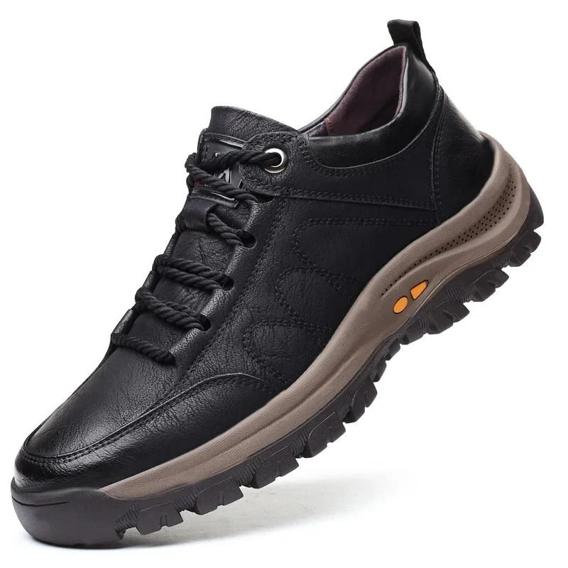 Men's lace-up derby shoes round toe side view