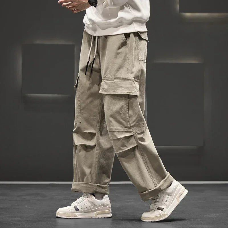 Men's Straight Leg Cargo Trousers – Flap Thigh Pockets