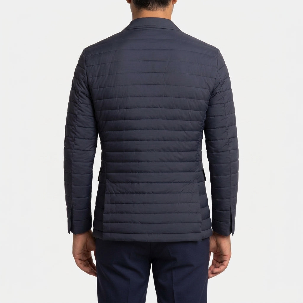 Men's Quilted Blazer Jacket – Notch Lapel, Two-Button Front side detail