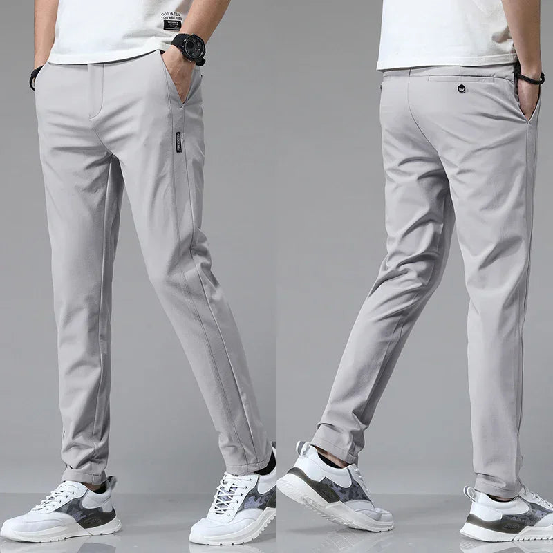 Men's Slim Fit Pants – Tapered Leg, Elasticated Waist