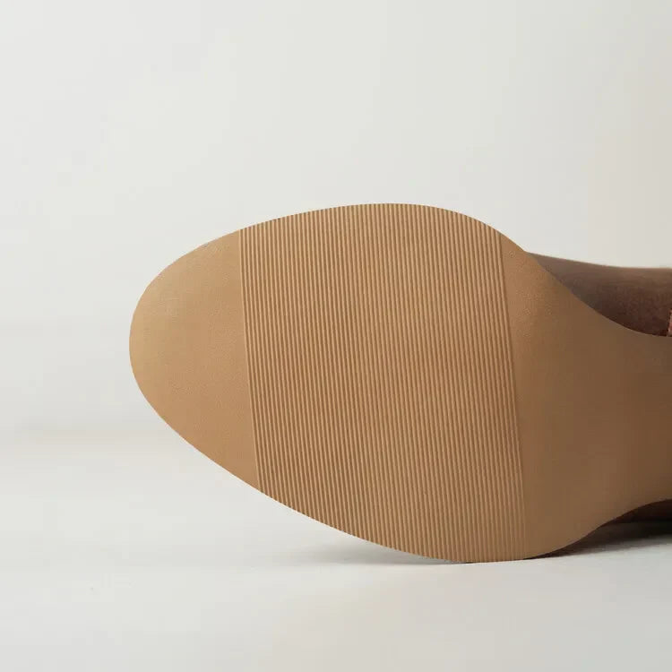 Bottes pour femme jusqu’au genou avec fermeture éclair latérale et talon carré