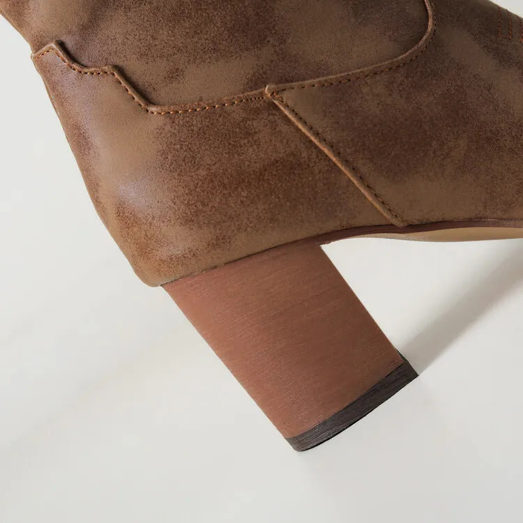 Bottes pour femme jusqu’au genou avec fermeture éclair latérale et talon carré