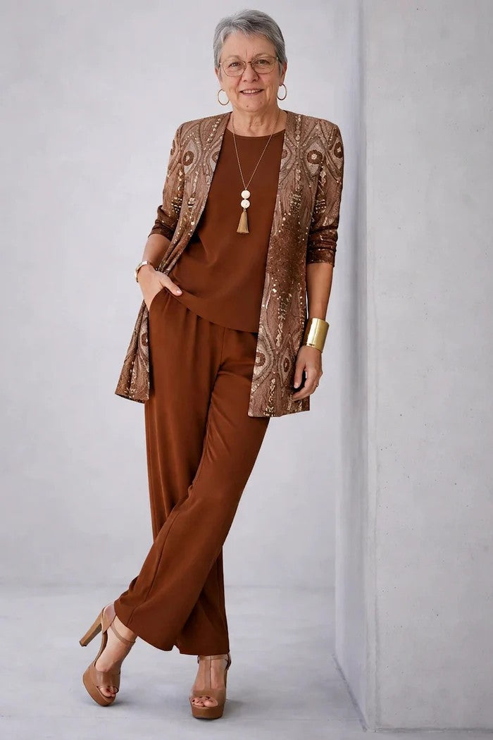 Women's 3-Piece Trouser Set front view
