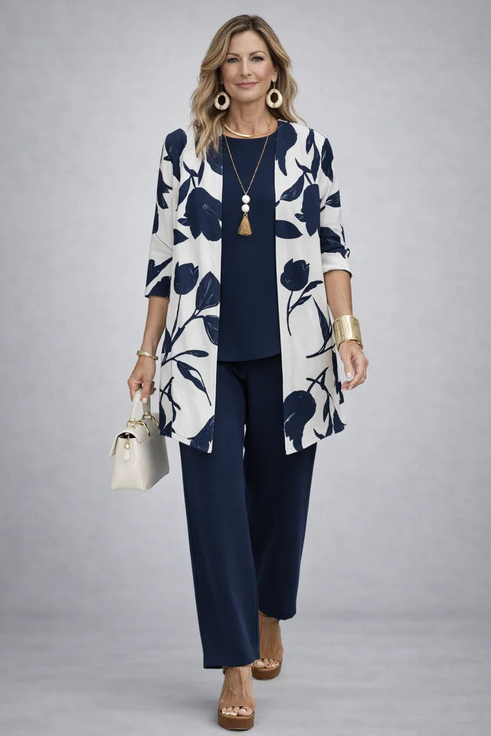 Women's 3-Piece Trouser Set trouser print close-up