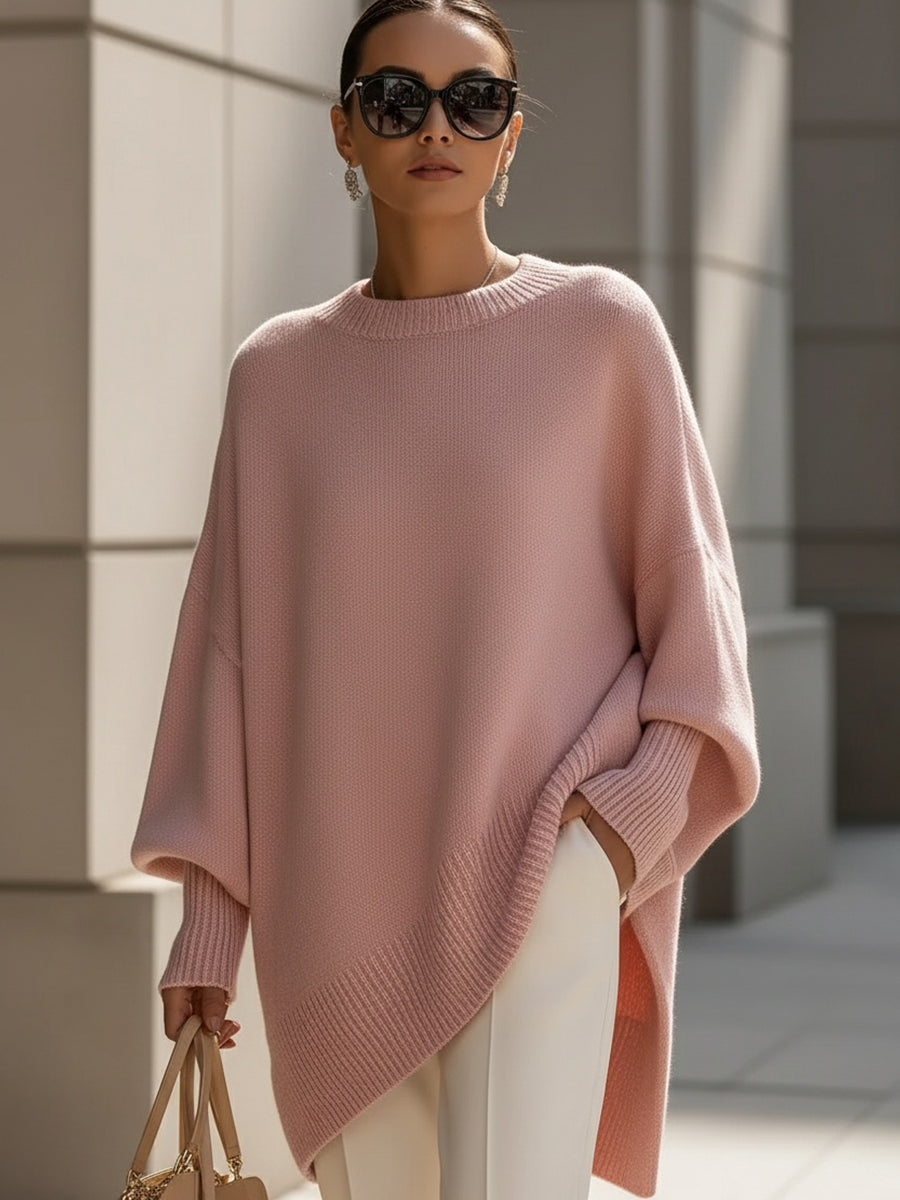 Women's asymmetric hem jumper front view