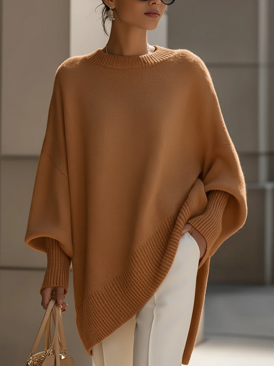 Women's asymmetric hem jumper three-quarter view