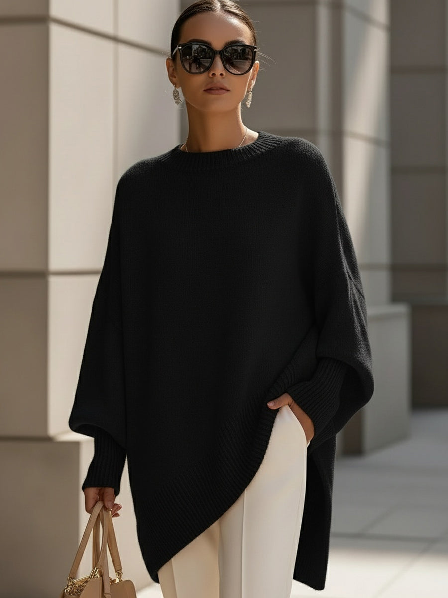 Women's asymmetric hem jumper ribbed cuff detail