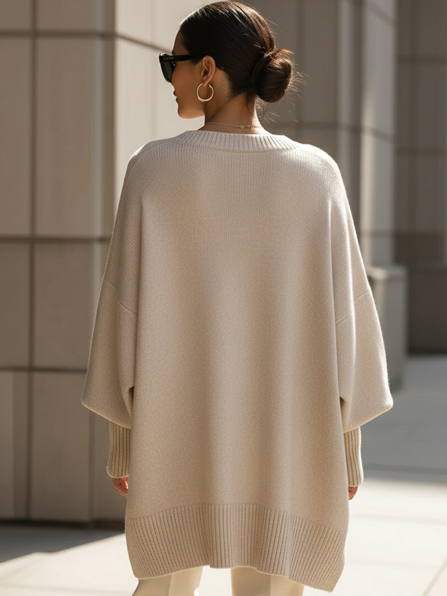 Women's asymmetric hem jumper drop-shoulder detail