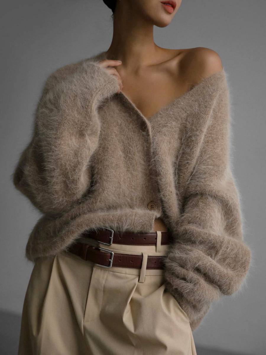 Women's Oversized Cardigan – Button-Up Front, Long Sleeve