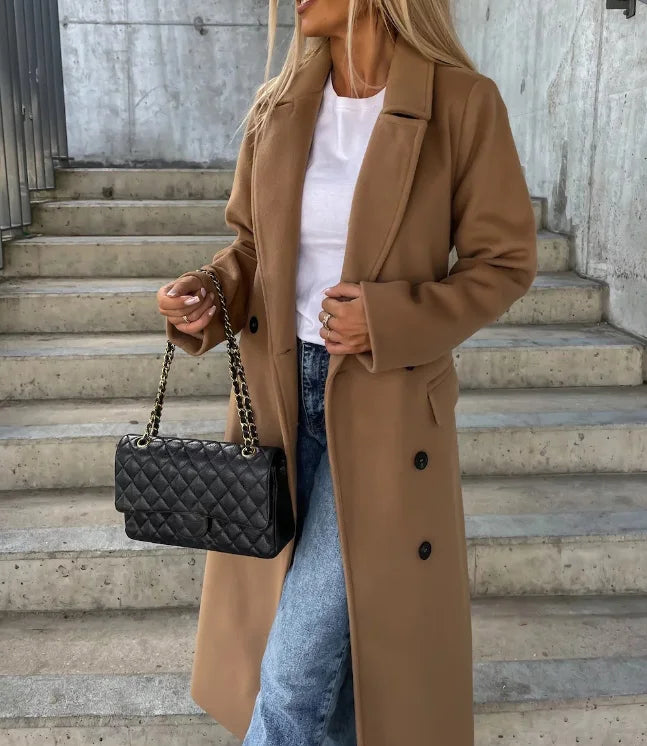 Manteau d’hiver croisé pour femme avec ceinture à la taille