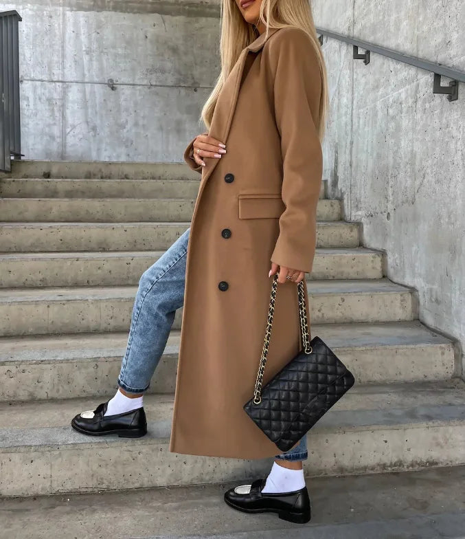 Manteau d’hiver croisé pour femme avec ceinture à la taille