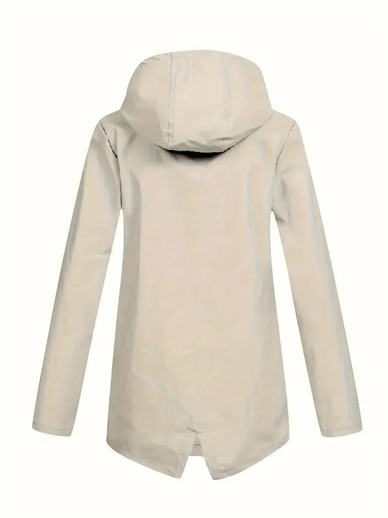 Women's Fleece Lined Rain Jacket – Hooded, Full Zip Flap Pockets