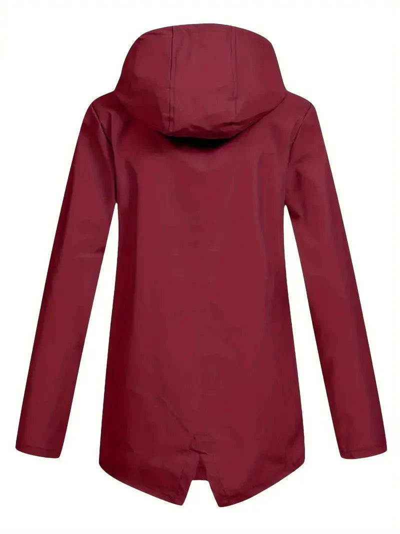 Women's Fleece Lined Rain Jacket – Hooded, Full Zip Flap Pockets