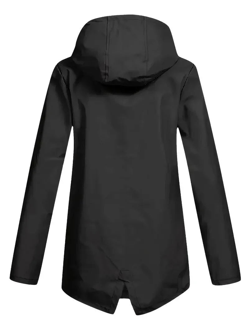 Women's Fleece Lined Rain Jacket – Hooded, Full Zip Flap Pockets