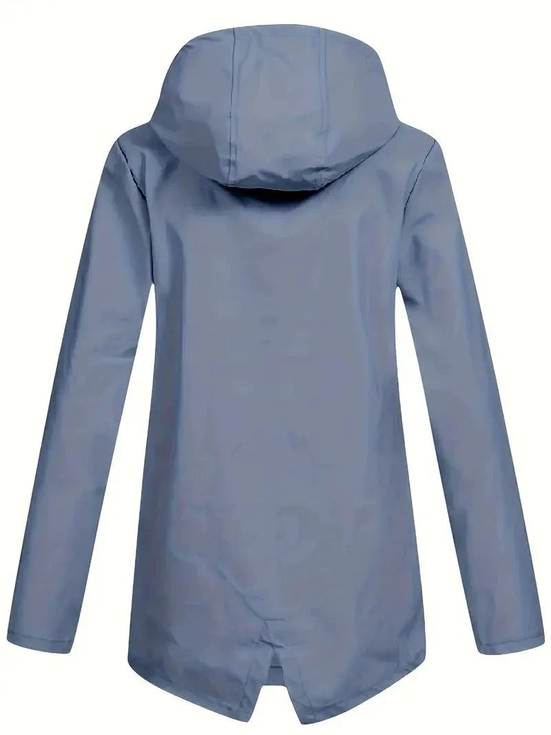 Women's Fleece Lined Rain Jacket – Hooded, Full Zip Flap Pockets