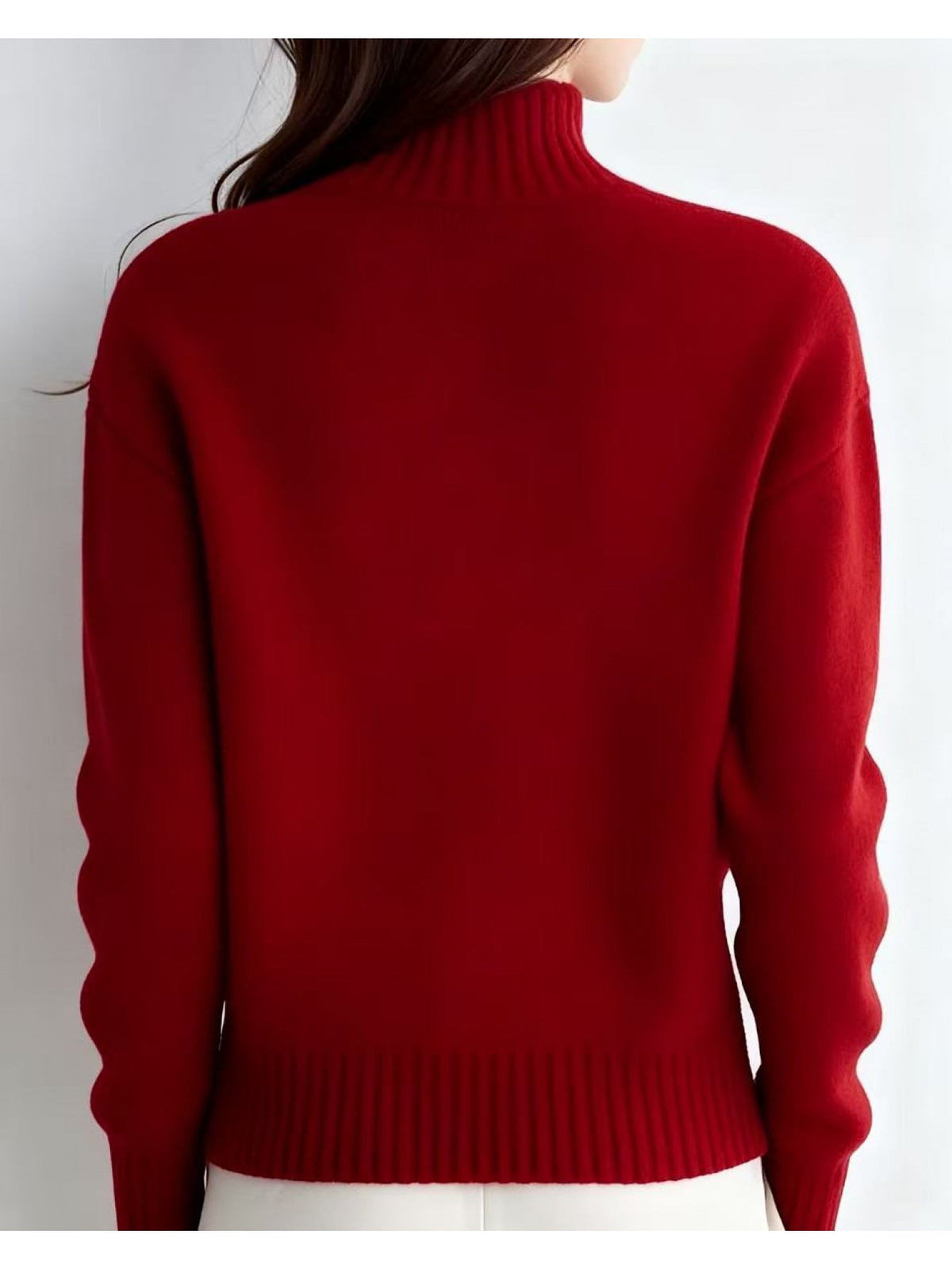 Women's High-Neck Cardigan – Button Front, Ribbed Cuffs back view